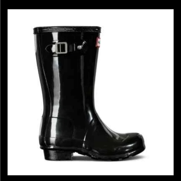Hunter Big Kids 37 US 5B/6G Original Gloss Rain Boots Unisex Black - Picture 2 of 10